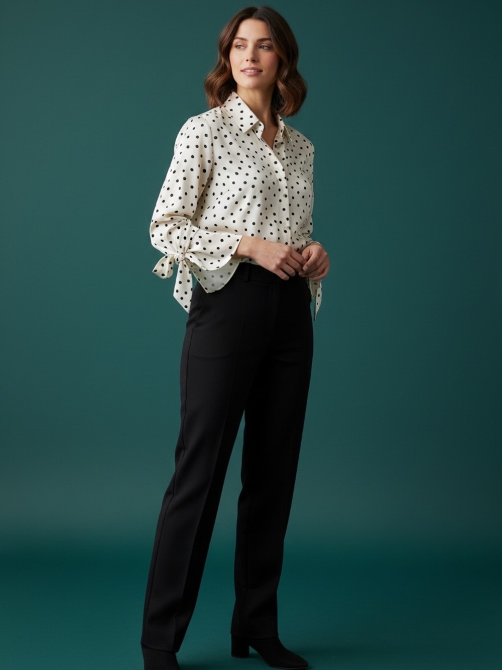 Banana Republic White Polka Dot Button-Down Blouse